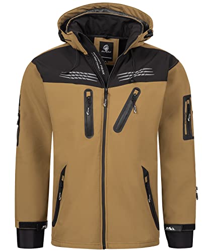 Rock Creek Herren Softshell Jacke Outdoor Regenjacke Windbreaker Softshelljacken Wanderjacke Skijacke Laufjacke Thermojacke Kapuze H-159 Braun XXL von Rock Creek