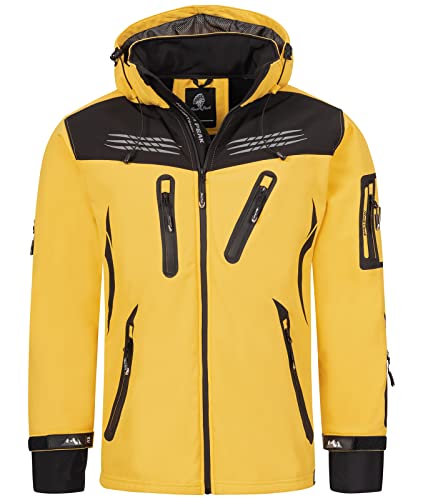 Rock Creek Herren Softshell Jacke Outdoor Regenjacke Windbreaker Softshelljacken Wanderjacke Skijacke Laufjacke Thermojacke Kapuze H-159 Gelb S von Rock Creek