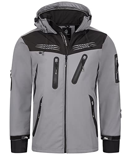 Rock Creek Herren Softshell Jacke Outdoor Regenjacke Windbreaker Softshelljacken Wanderjacke Skijacke Laufjacke Thermojacke Kapuze H-159 Grau XXL von Rock Creek