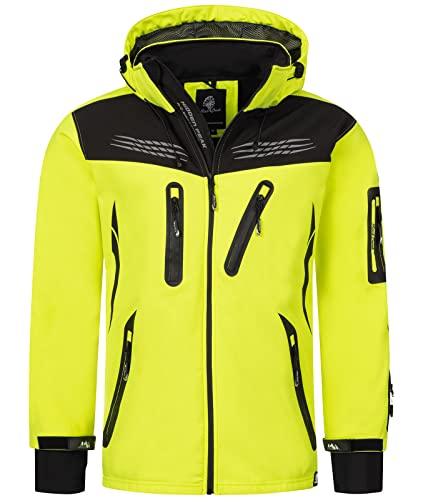 Rock Creek Herren Softshell Jacke Outdoor Regenjacke Windbreaker Softshelljacken Wanderjacke Skijacke Laufjacke Thermojacke Kapuze H-159 Neongelb S von Rock Creek