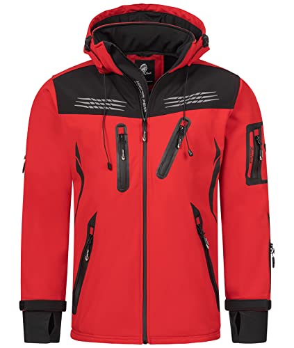 Rock Creek Herren Softshell Jacke Outdoor Regenjacke Windbreaker Softshelljacken Wanderjacke Skijacke Laufjacke Thermojacke Kapuze H-159 Rot M von Rock Creek