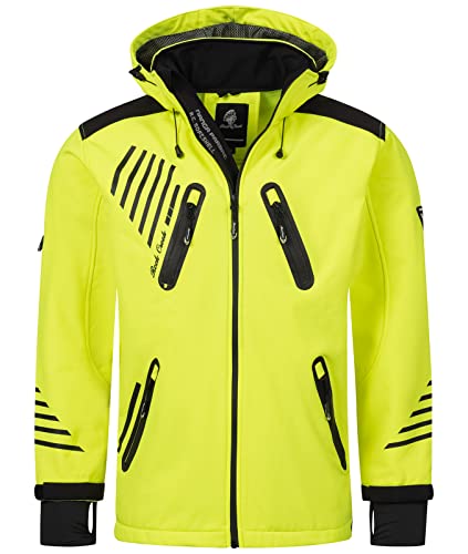 Rock Creek Herren Softshell Jacke Outdoorjacke Windbreaker Übergangs Jacke H-140 [Neonyellow S] von Rock Creek