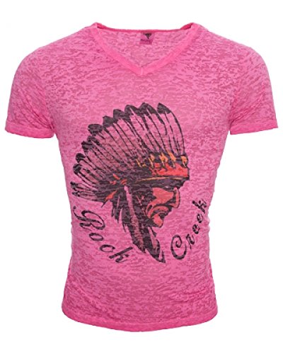 Rock Creek Herren Sommer T-Shirt Kurzarm V Neck Ausschnitt Herrenhemd RC-101 Pink Gr. M von Rock Creek