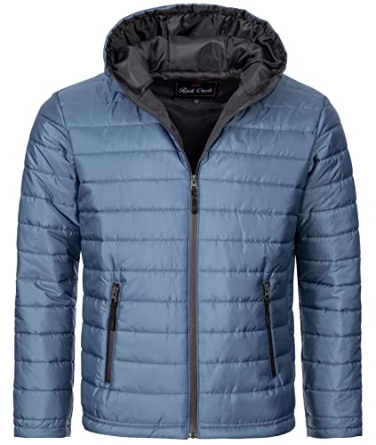 Rock Creek Herren Steppjacke Übergangsjacke Leicht Herrenjacke Männer Jacken Stepp Jacken mit Kapuze Daunenjacke Thremojacke H-277 Blau 2XL von Rock Creek