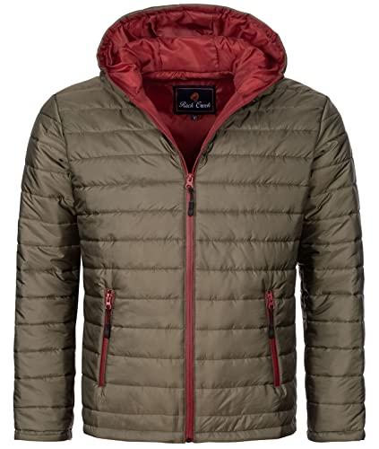 Rock Creek Herren Steppjacke Übergangsjacke Leicht Herrenjacke Männer Jacken Stepp Jacken mit Kapuze Daunenjacke Thremojacke H-277 Dunkelgrün 3XL von Rock Creek