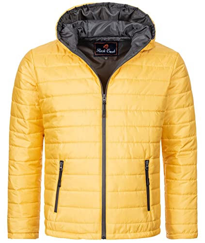 Rock Creek Herren Steppjacke Übergangsjacke Leicht Herrenjacke Männer Jacken Stepp Jacken mit Kapuze Daunenjacke Thremojacke H-277 Gelb 2XL von Rock Creek