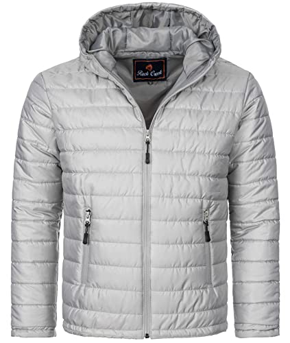 Rock Creek Herren Steppjacke Übergangsjacke Leicht Herrenjacke Männer Jacken Stepp Jacken mit Kapuze Daunenjacke Thremojacke H-277 Grau L von Rock Creek