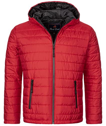 Rock Creek Herren Steppjacke Übergangsjacke Leicht Herrenjacke Männer Jacken Stepp Jacken mit Kapuze Daunenjacke Thremojacke H-277 Rot 2XL von Rock Creek