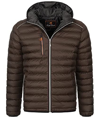 Rock Creek Herren Steppjacke Übergangsjacke Leicht Herrenjacke Männer Jacken Stepp Jacken mit Kapuze Daunenjacke Thremojacke H-317 Braun 2XL von Rock Creek