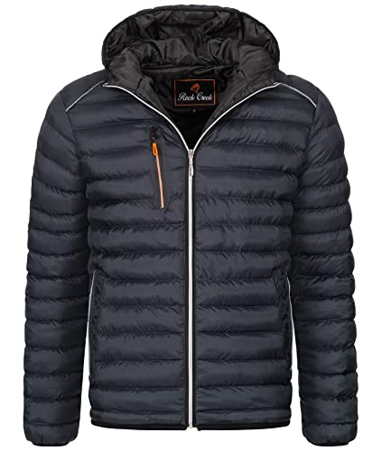 Rock Creek Herren Steppjacke Übergangsjacke Leicht Herrenjacke Männer Jacken Stepp Jacken mit Kapuze Daunenjacke Thremojacke H-317 Dunkelgrau 2XL von Rock Creek