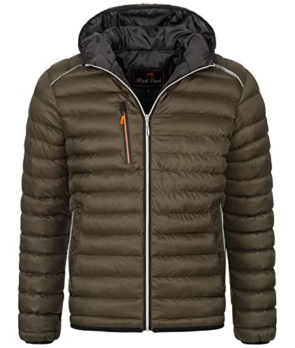 Rock Creek Herren Steppjacke Übergangsjacke Leicht Herrenjacke Männer Jacken Stepp Jacken mit Kapuze Daunenjacke Thremojacke H-317 Dunkelgrün 2XL von Rock Creek