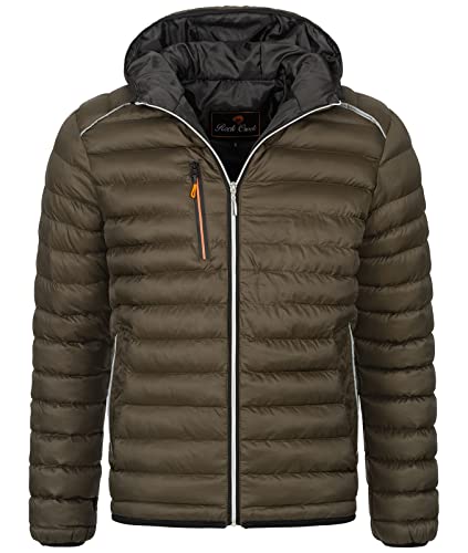 Rock Creek Herren Steppjacke Übergangsjacke Leicht Herrenjacke Männer Jacken Stepp Jacken mit Kapuze Daunenjacke Thremojacke H-317 Dunkelgrün 3XL von Rock Creek