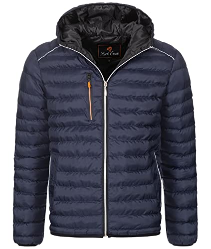 Rock Creek Herren Steppjacke Übergangsjacke Leicht Herrenjacke Männer Jacken Stepp Jacken mit Kapuze Daunenjacke Thremojacke H-317 Navy 2XL von Rock Creek