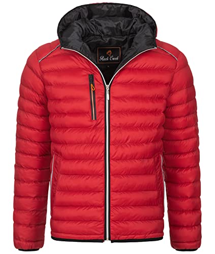 Rock Creek Herren Steppjacke Übergangsjacke Leicht Herrenjacke Männer Jacken Stepp Jacken mit Kapuze Daunenjacke Thremojacke H-317 Rot 2XL von Rock Creek