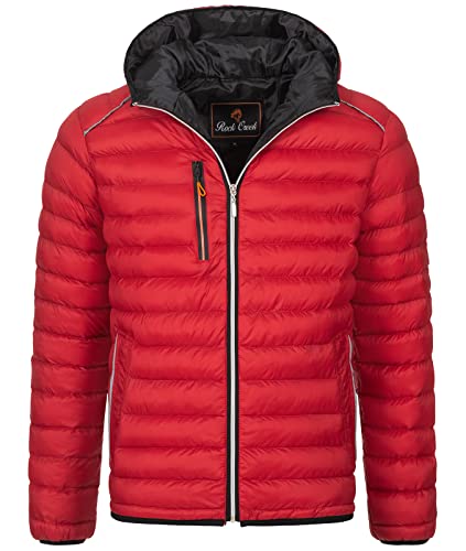 Rock Creek Herren Steppjacke Übergangsjacke Leicht Herrenjacke Männer Jacken Stepp Jacken mit Kapuze Daunenjacke Thremojacke H-317 Rot S von Rock Creek