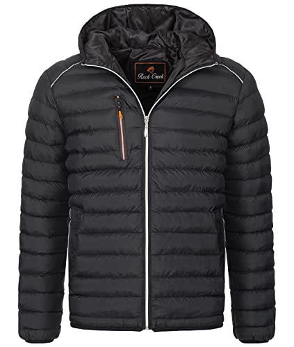 Rock Creek Herren Steppjacke Übergangsjacke Leicht Herrenjacke Männer Jacken Stepp Jacken mit Kapuze Daunenjacke Thremojacke H-317 Schwarz L von Rock Creek