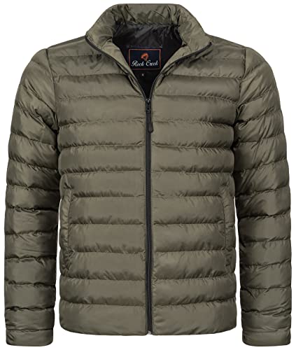 Rock Creek Herren Steppjacke Übergangsjacke Leicht Herrenjacke Männer Jacken Stepp Jacken mit Kapuze Daunenjacke Thremojacke H-320 Dunkelgrün 2XL von Rock Creek