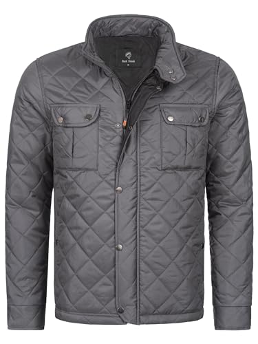 Rock Creek Herren Steppjacke Übergangsjacke Leicht Herrenjacke Männer Jacken Stepp Jacken mit Kapuze Daunenjacke Thremojacke H-347 Dunkelgrau 2XL von Rock Creek