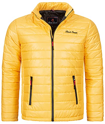 Rock Creek Herren Steppjacke Übergangsjacke Leicht Herrenjacke Männer Jacken Stepp Jacken ohne Kapuze Daunenjacke Thremojacke H-276 Gelb 3XL von Rock Creek