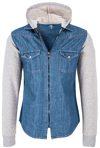 Rock Creek Herren Sweat-Jacke Jeanshemd mit Kapuze Denim Jeansjacke für Männer Slim-Fit Langarm Freizeit Hoodie Hemd Jacke H-232 Blau M von Rock Creek