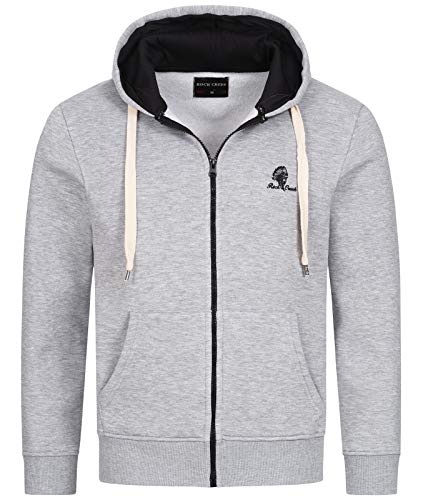 Rock Creek Herren Sweatjacke Hoodie Kapuzenjacke Kapuzenpullover Herren Reißverschluss Pullover Übergangsjacke Fleecejacke Herrenjacke H-244 Grau 2XL von Rock Creek