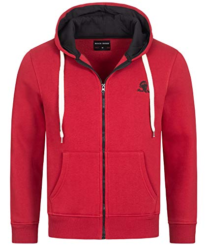 Rock Creek Herren Sweatjacke Hoodie Kapuzenjacke Kapuzenpullover Herren Reißverschluss Pullover Übergangsjacke Fleecejacke Herrenjacke H-244 Rot 2XL von Rock Creek