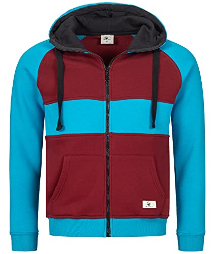 Rock Creek Herren Sweatjacke Hoodie Kapuzenjacke Kapuzenpullover Herren Reißverschluss Pullover Übergangsjacke Fleecejacke Herrenjacke H-278 Blau-Weinrot XL von Rock Creek