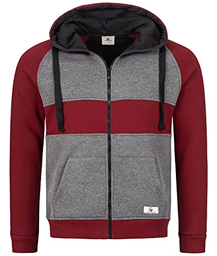 Rock Creek Herren Sweatjacke Hoodie Kapuzenjacke Kapuzenpullover Herren Reißverschluss Pullover Übergangsjacke Fleecejacke Herrenjacke H-278 Grau-Weinrot XL von Rock Creek