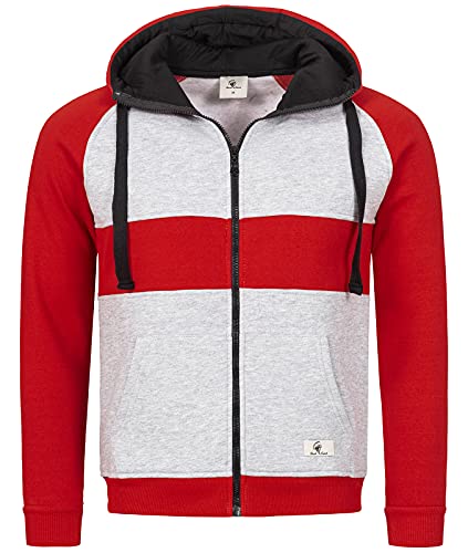 Rock Creek Herren Sweatjacke Hoodie Kapuzenjacke Kapuzenpullover Herren Reißverschluss Pullover Übergangsjacke Fleecejacke Herrenjacke H-278 Rot-Hellgrau 2XL von Rock Creek