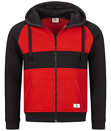 Rock Creek Herren Sweatjacke Hoodie Kapuzenjacke Kapuzenpullover Herren Reißverschluss Pullover Übergangsjacke Fleecejacke Herrenjacke H-278 Rot-Schwarz 2XL von Rock Creek