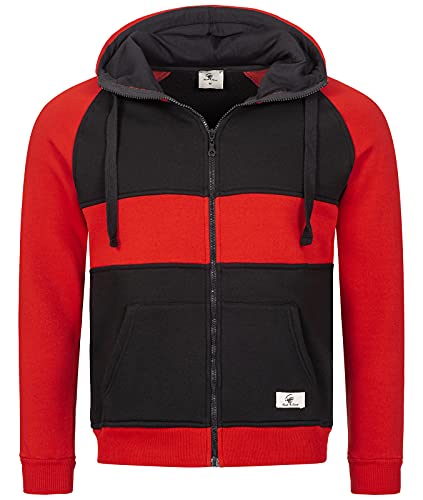 Rock Creek Herren Sweatjacke Hoodie Kapuzenjacke Kapuzenpullover Herren Reißverschluss Pullover Übergangsjacke Fleecejacke Herrenjacke H-278 Schwarz-Rot 2XL von Rock Creek