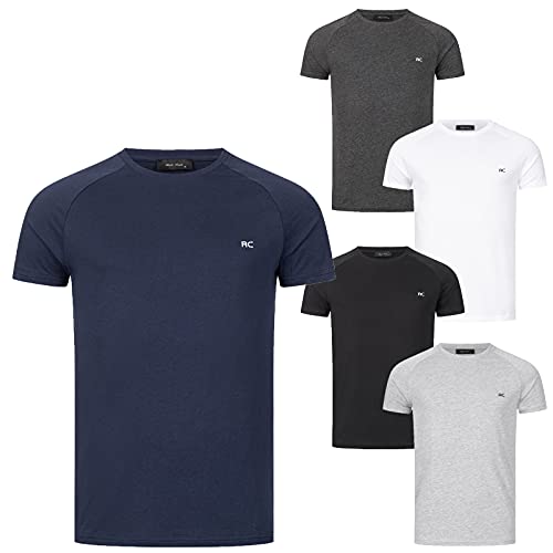 Rock Creek Herren T-Shirt 5er-Set Basic V Ausschnitt Shirts Rundhals Sommer T-Shirts Kurzarm Casual Logo T-Shirt Pack Freizeitshirt Hemd H-274 2XL von Rock Creek