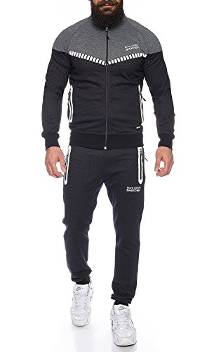 Rock Creek Herren Trainingsanzug Jogginganzug Hoodie und Hose Fitnessanzug [H-141 Schwarz S] von Rock Creek