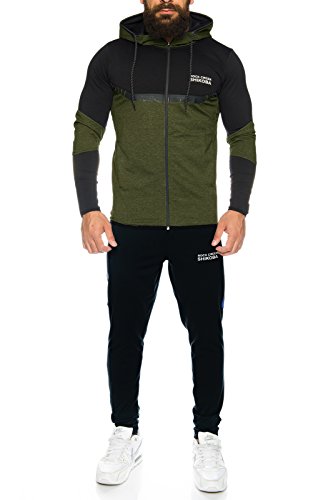 Rock Creek Herren Trainingsanzug Jogginganzug Sweatjacke Hose Fitnessanzug M14 [Dunkelgrün 3XL] von Rock Creek