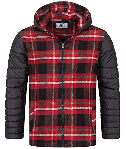 Rock Creek Herren Übergangsjacke Karierte Flanelljacke Gefüttert Holzfällerjacke Holzfällerhemd Kragen Steppjacke Kariert Thermojacke H-265 Rot 5XL von Rock Creek