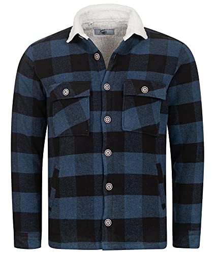 Rock Creek Herren Winterjacke Karierte Flanelljacke Gefüttert Holzfällerjacke Holzfällerhemd Kragen Teddyfutter Kariert Thermojacke H-264 Blau S von Rock Creek