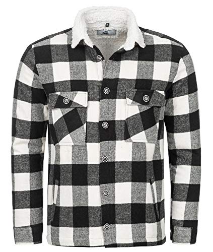 Rock Creek Herren Winterjacke Karierte Flanelljacke Gefüttert Holzfällerjacke Holzfällerhemd Kragen Teddyfutter Kariert Thermojacke H-264 Weiß 2XL von Rock Creek