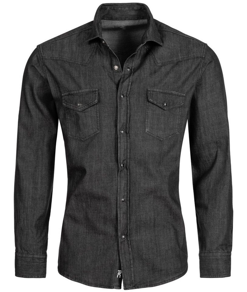 Rock Creek Jeanshemd Herren Jeanshemd Dunkelgrau H-198 von Rock Creek