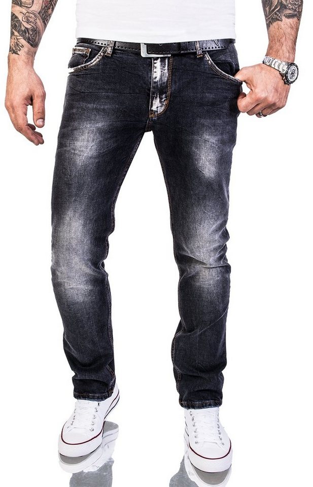 Rock Creek Slim-fit-Jeans Herren Jeans Stonewashed Dunkelgrau RC-2143 von Rock Creek