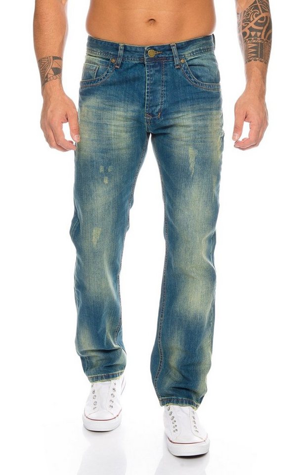 Rock Creek Straight-Jeans Herren Jeans Stonewashed Blau RC-2103A von Rock Creek
