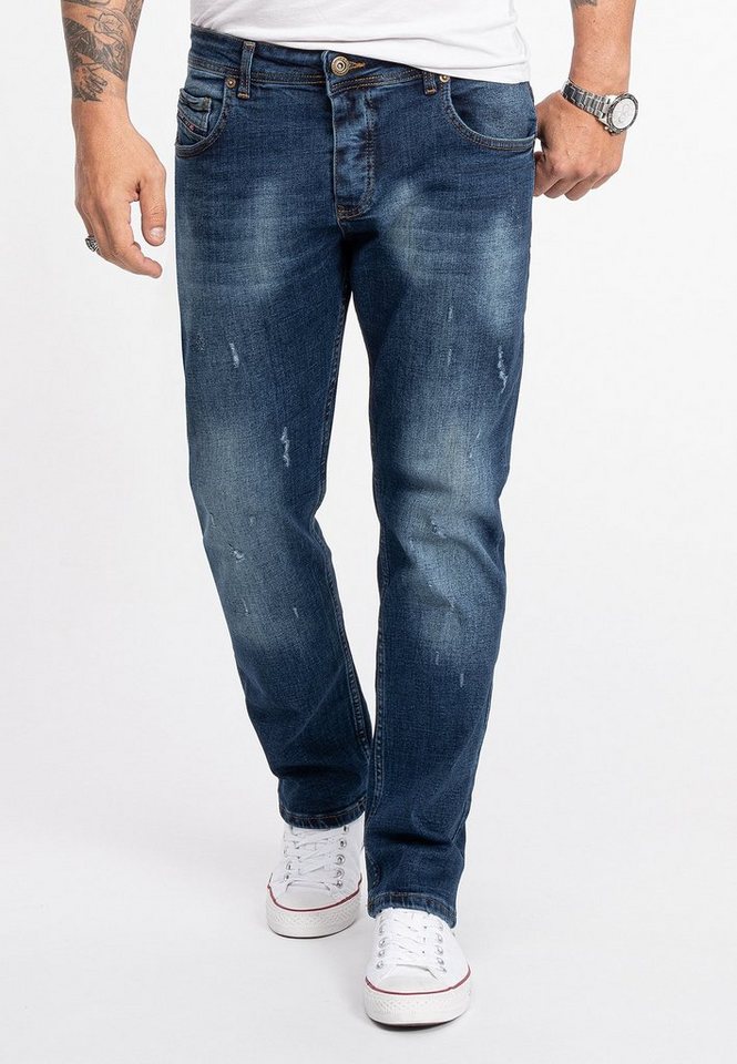 Rock Creek Straight-Jeans Herren Jeans Stonewashed Blau RC-2281 von Rock Creek