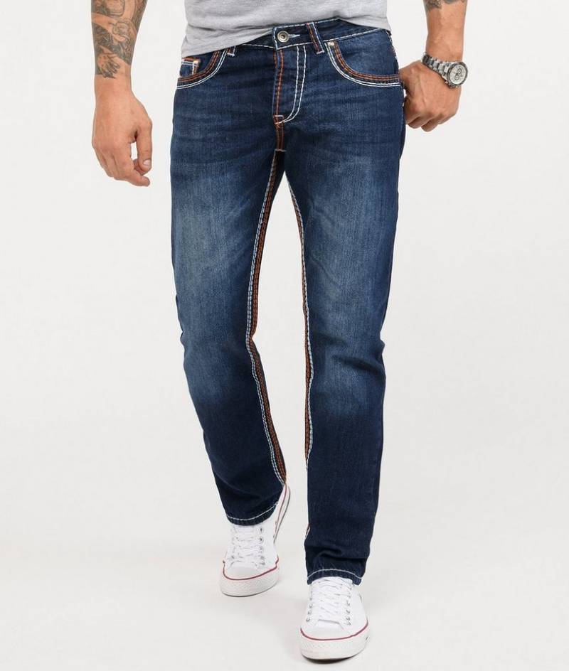 Rock Creek Straight-Jeans Herren Jeans Stonewashed Dunkelblau RC-2167 von Rock Creek