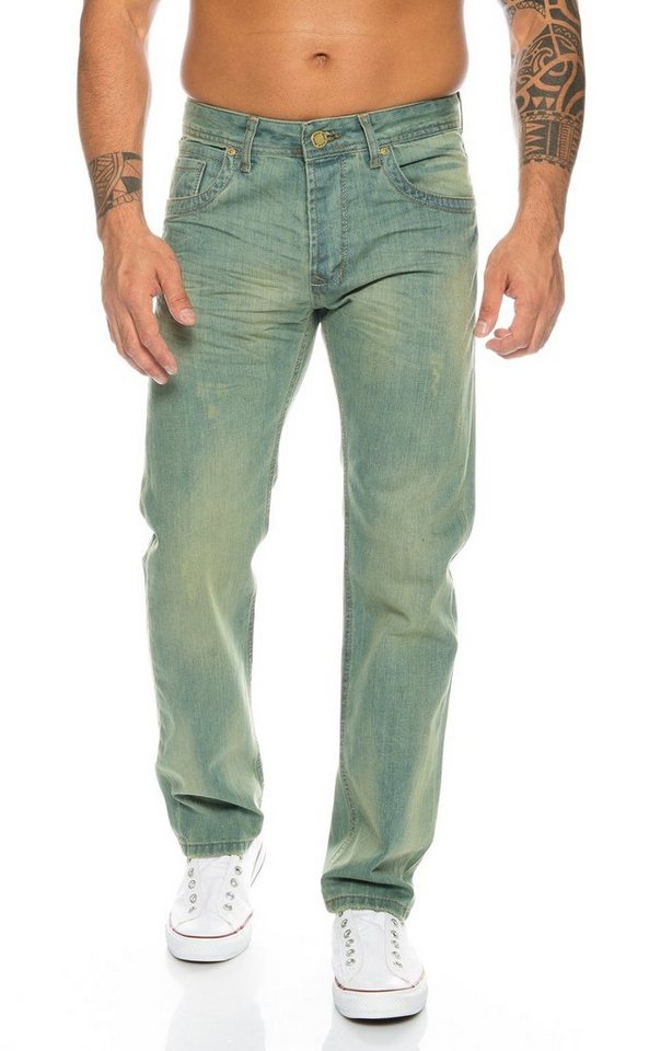 Rock Creek Straight-Jeans Herren Jeans Stonewashed Grün RC-2103B von Rock Creek