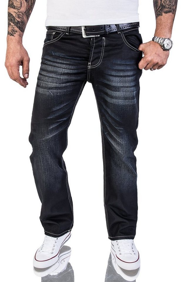 Rock Creek Straight-Jeans Herren Jeans Stonewashed Schwarz RC-2064 von Rock Creek