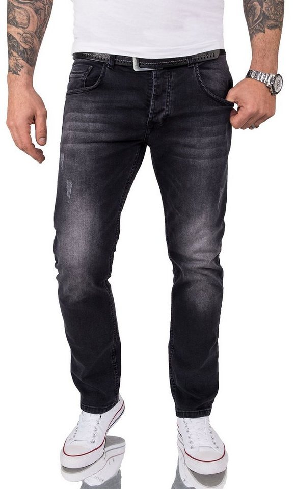 Rock Creek Straight-Jeans Herren Jeans Stonewashed Schwarz RC-2101 von Rock Creek