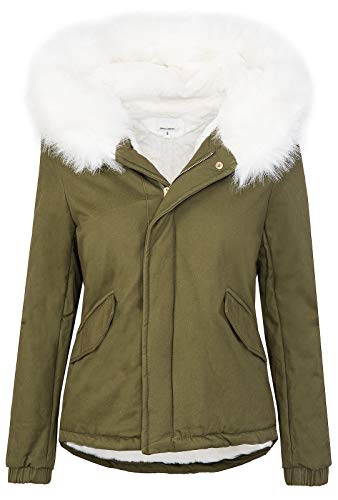 Rock Creek Warme Damen Winter Jacke Parka Kurzjacke Winterjacke Wintermantel Kurzmantel Teddyfell-Futter Gefüütert Kunstfell Kapuze D-222 Weiß M von Rock Creek