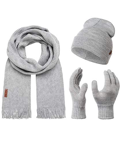 Rock Creek Winter Mütze Schal Handschuh-Set Geschenkset Wintermütze Winterschal Winterhandschuhe Herrenmütze Damenmütze U-100 Grau Einheitsgröße von Rock Creek