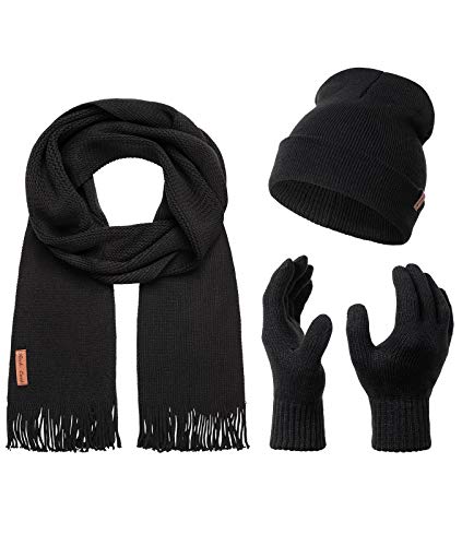 Rock Creek Winter Mütze Schal Handschuh-Set Geschenkset Wintermütze Winterschal Winterhandschuhe Herrenmütze Damenmütze U-100 Schwarz Einheitsgröße von Rock Creek