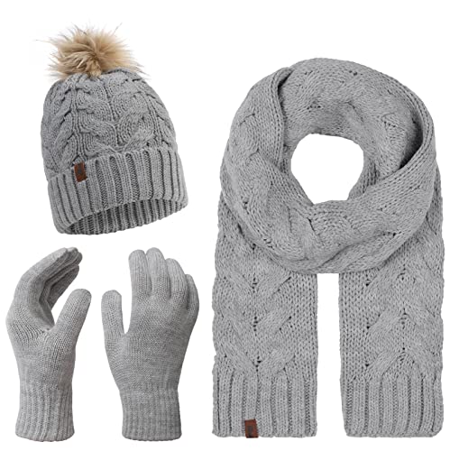 Rock Creek Winter Mütze mit Bommel Schal Set Geschenkset Wintermütze Winterschal Winterhandschuhe Herrenmütze Damenmütze U-101 Grau Einheitsgröße Rock Creek Winter Mütze mit Bommel Schal Set Geschenkset Wintermütze Winterschal Winterhandschuhe Herrenmütze Damenmütze U-101 Grau Einheitsgröße von Rock Creek