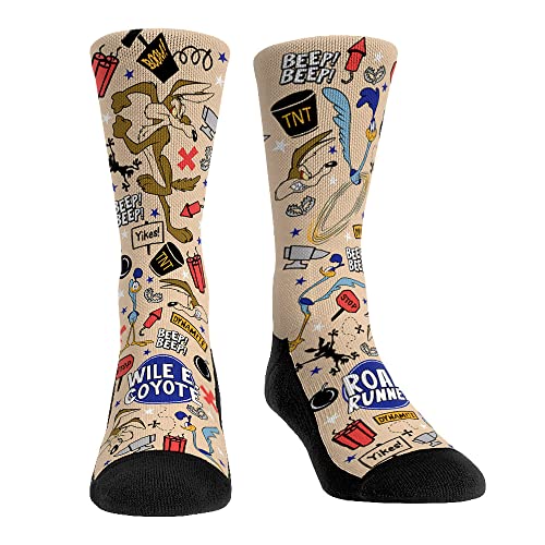 Rock 'Em Looney Tunes Premium Cartoon Socken, Wile E. Coyote & Road Runner - Charakter Kaboom!, Medium von Rock 'Em